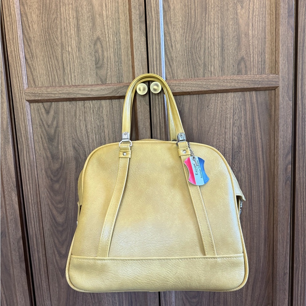 Yellow Leather Tote Bag - Vintage American Tourister